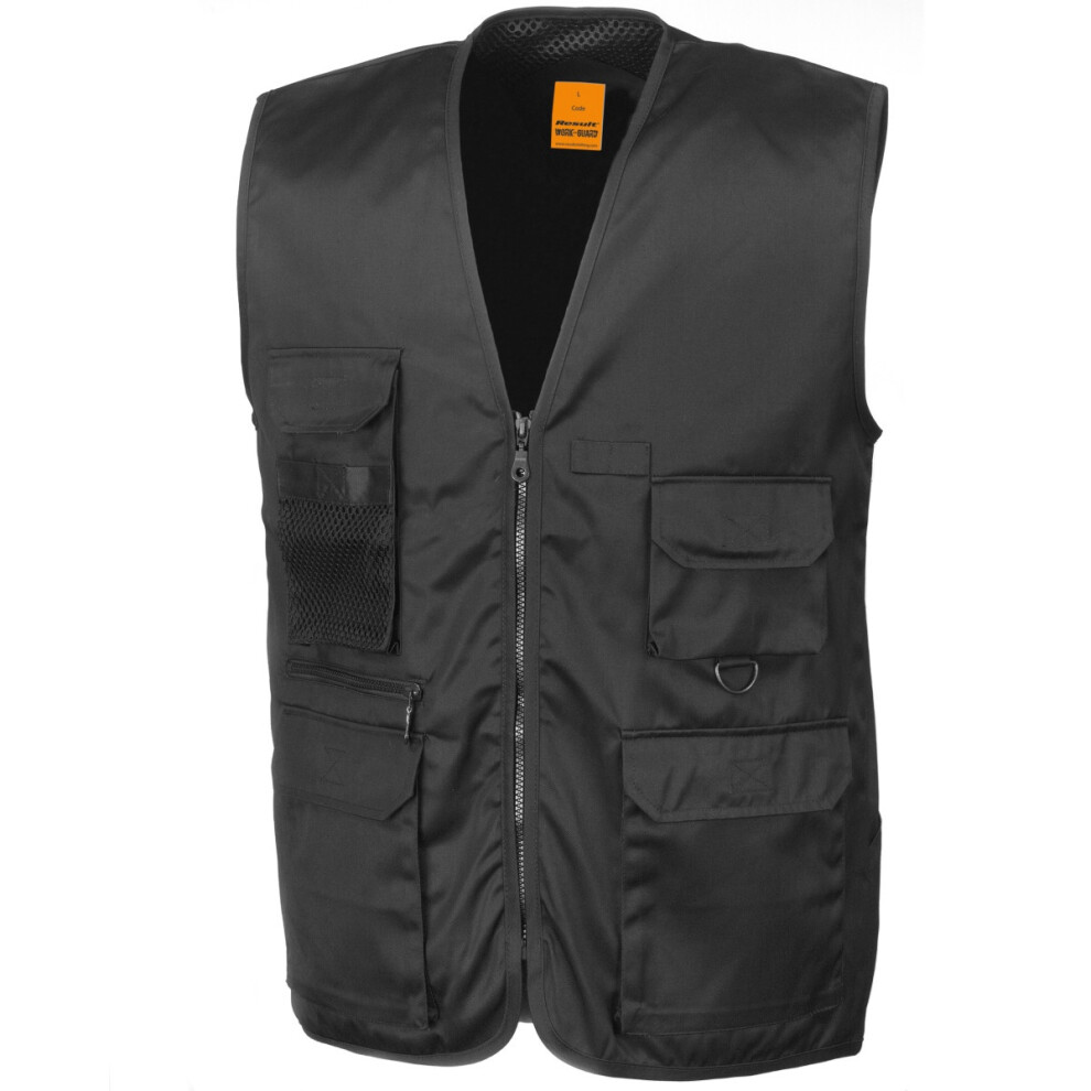 (S, Black) Result Mens Safari Waistcoat Jacket