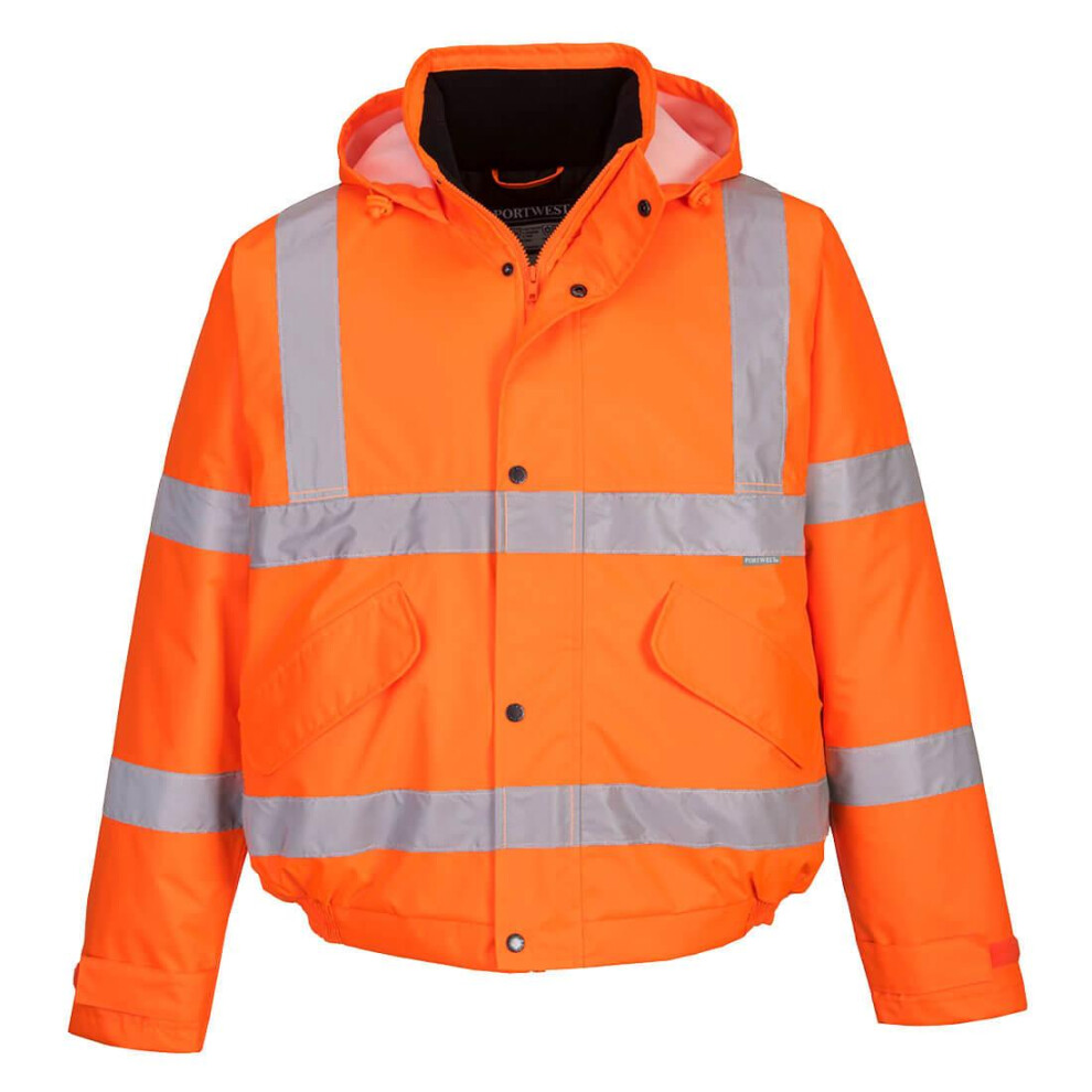 (2XL, Orange) Portwest Mens Hi-Vis Winter Bomber Jacket