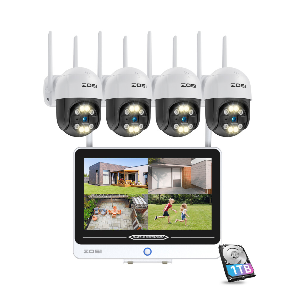 ZOSI 3MP Wireless CCTV Security Camera System All-in-1 12.5'' Monitor
