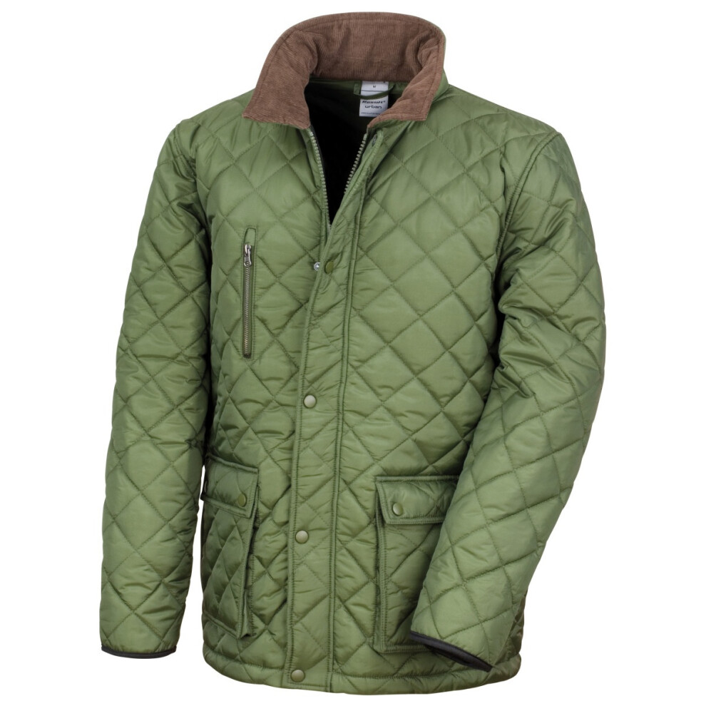 (L, Olive) Result Mens Cheltenham Gold Fleece Lined Jacket (Water Repellent & Windproof)