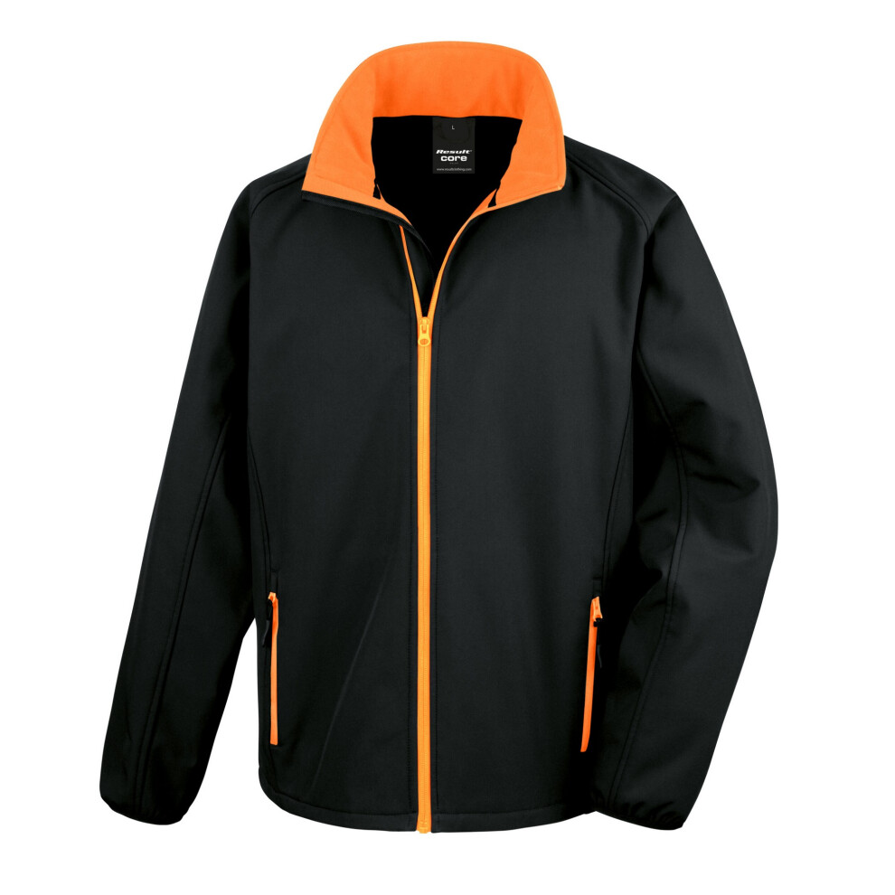 (4XL, Black/Orange) Result Core Mens Printable Soft Shell Jacket