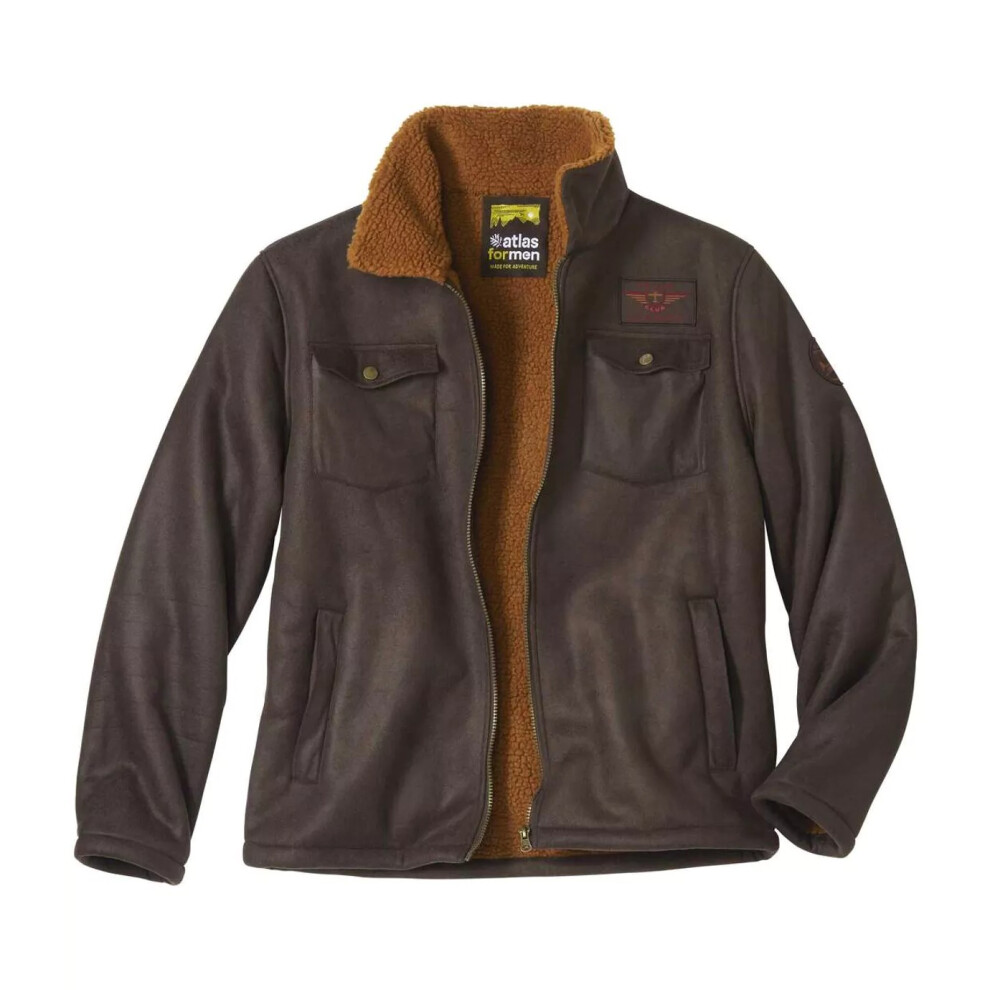(XL, Brown) Atlas For Men Mens Faux Suede Water Repellent Jacket