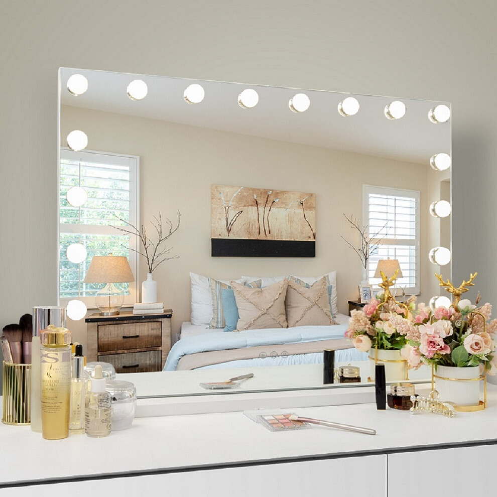 FENCHILIN 80x58cm Hollywood Vanity Mirror with Lights Table Wall Mount