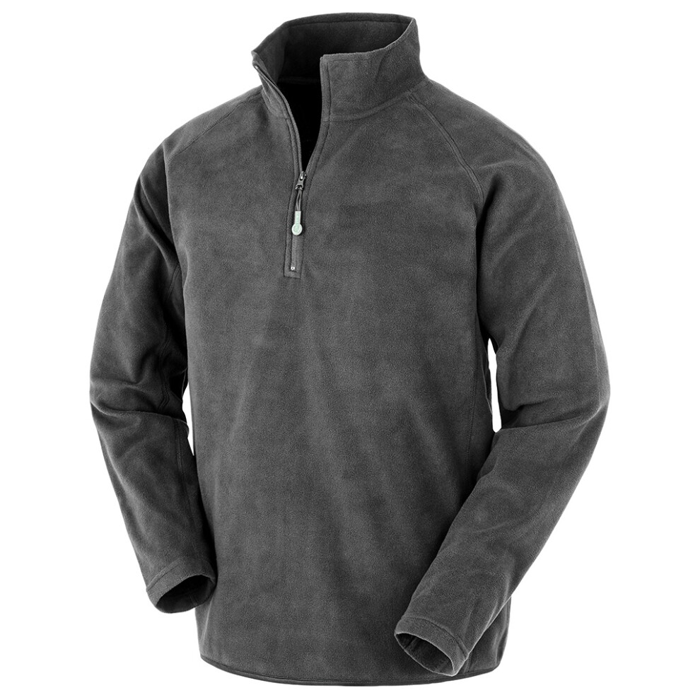 (L, Grey) Result Genuine Recycled Mens Micro Zip Neck Fleece