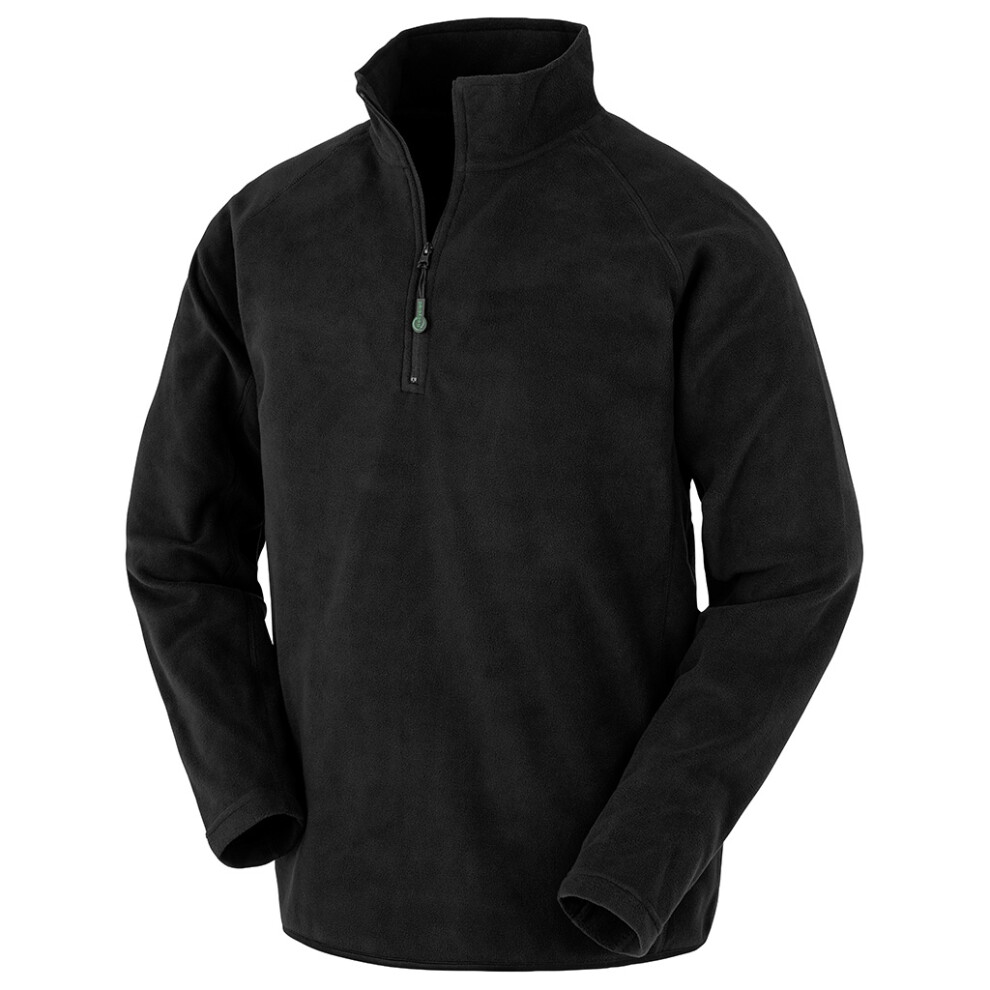 (L, Black) Result Genuine Recycled Mens Micro Zip Neck Fleece