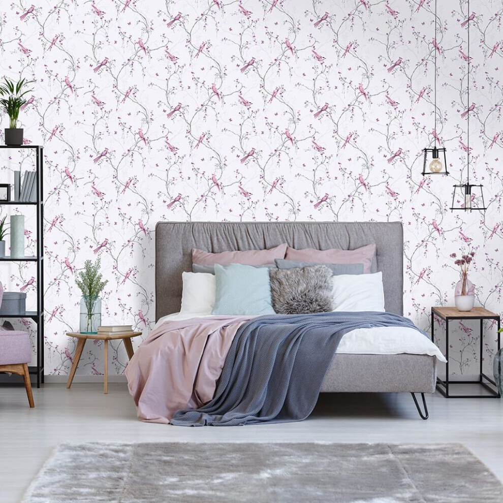 Superfresco Easy Lilac Tree Silhouette Butterfly Wallpaper Paste The Wall Eco-Friendly Ombre Mica 7 Organic Colours