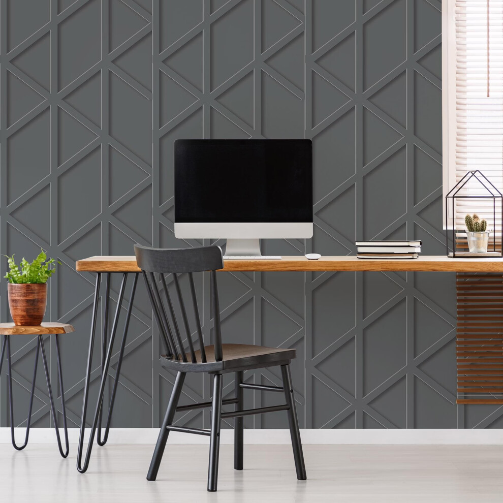 Fresco Panel Trellis Grey Wallpaper