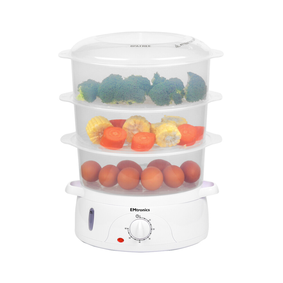 EMtronics 3 Tier Food, Meat, Veg Steamer 10 Litre with Timer