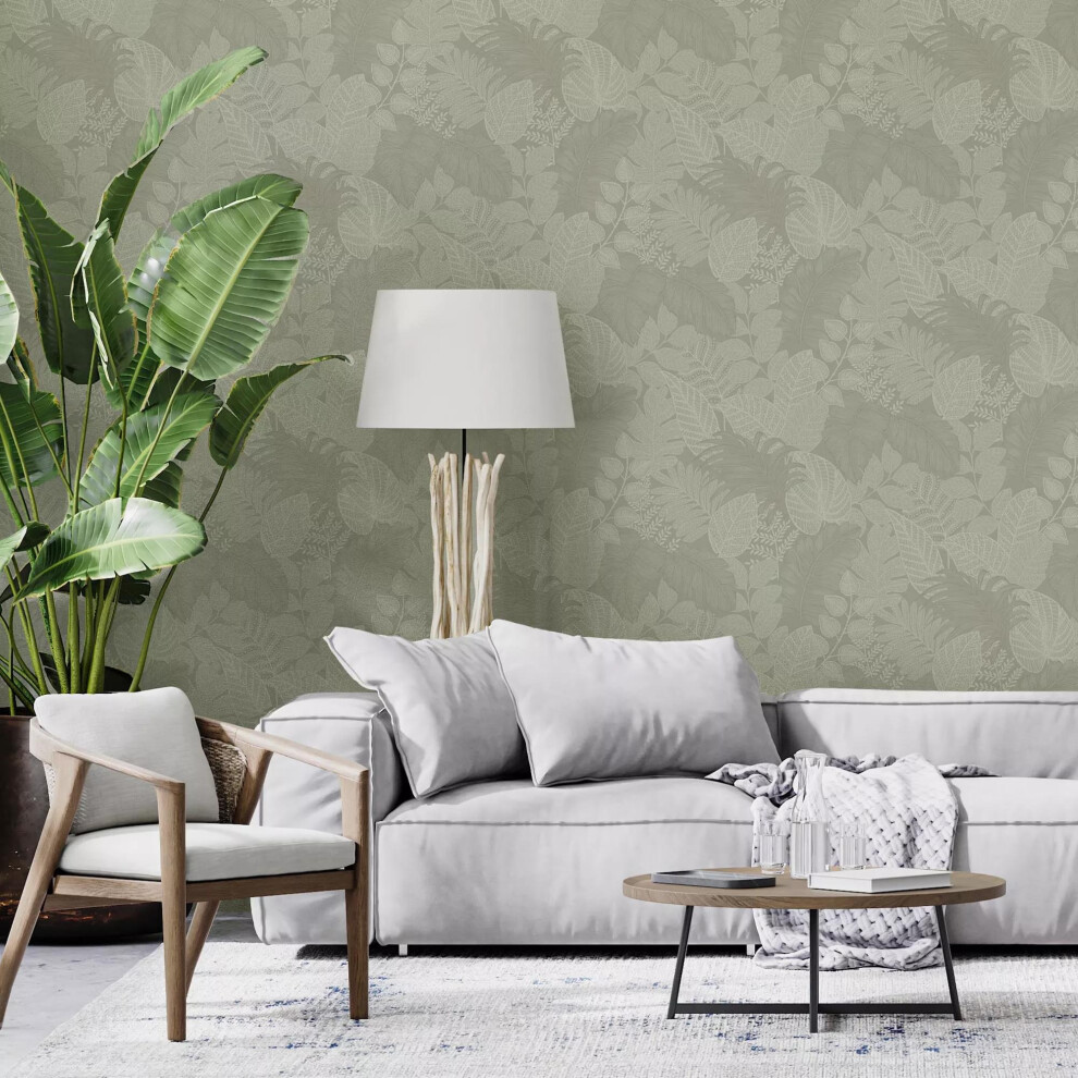 Superfresco Easy Scattered Leaves Floral Sage Green Wallpaper