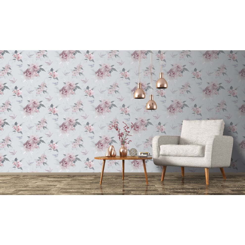 Fresco Pink Daphney Floral Wallpaper (Was 12)