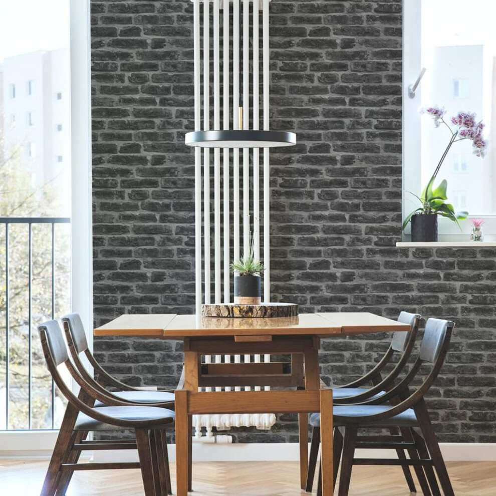 Superfresco Easy Industry Brick Effect Black/Grey Paste the Wall Wallpaper