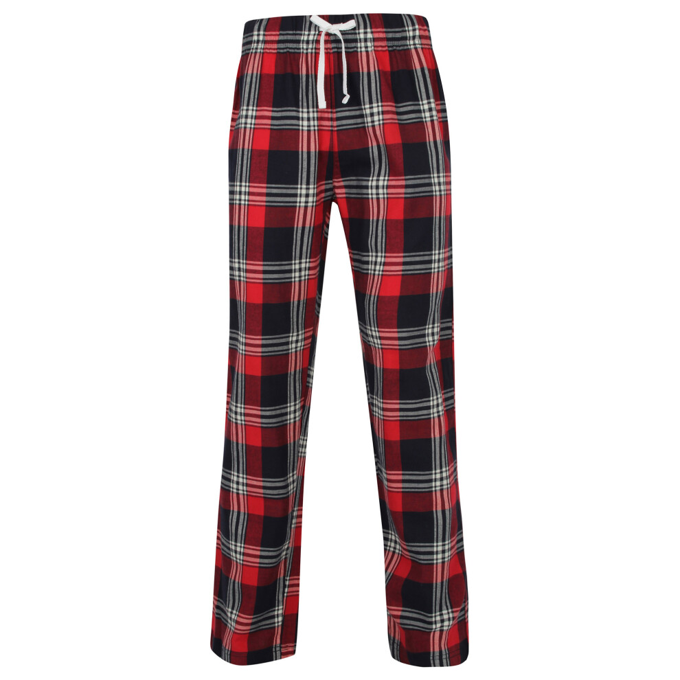 (2XL, Red/Navy Check) Skinnifit Mens Tartan Lounge Pants