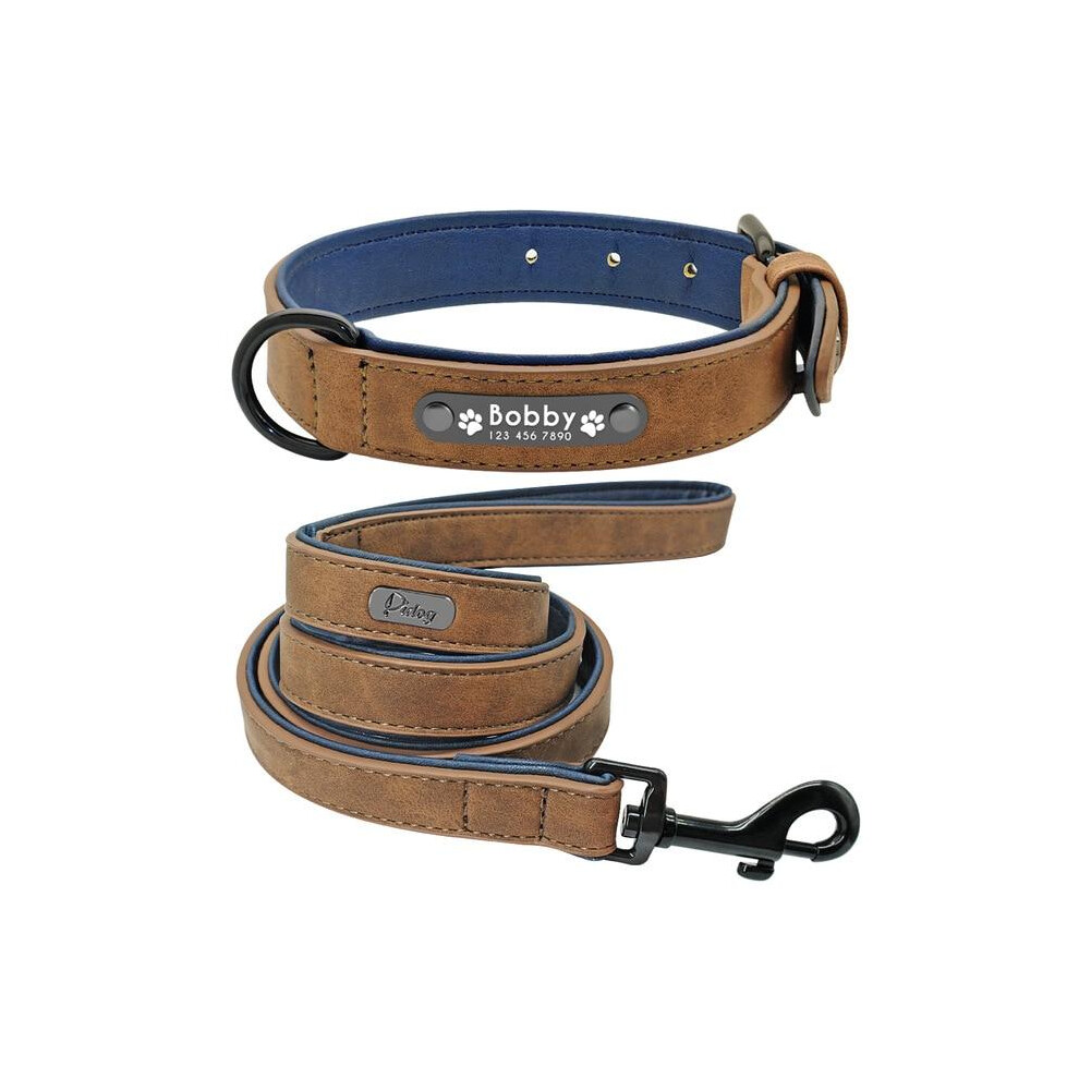 (Coffee-Set, S) Suede Custom Dog Collar  Leash Set