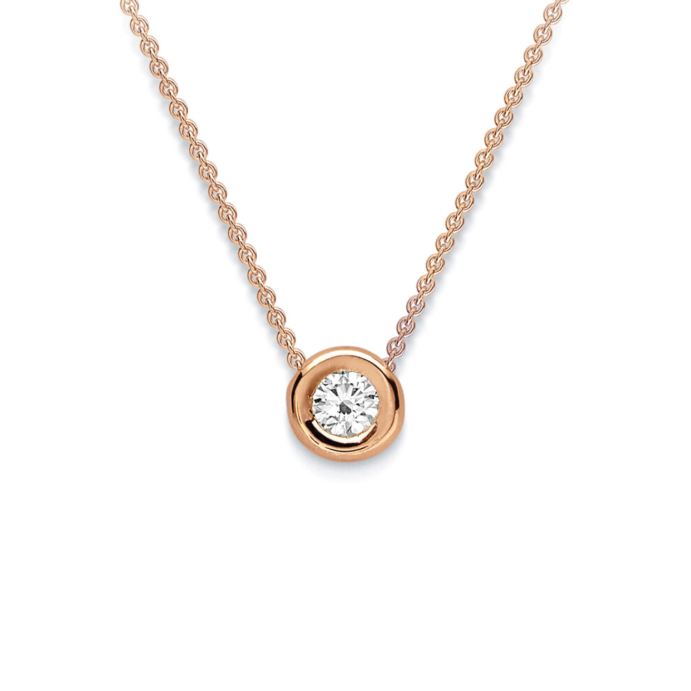 18ct Rose Gold  Diamond Slider Charm Necklace - CBNR02143-18