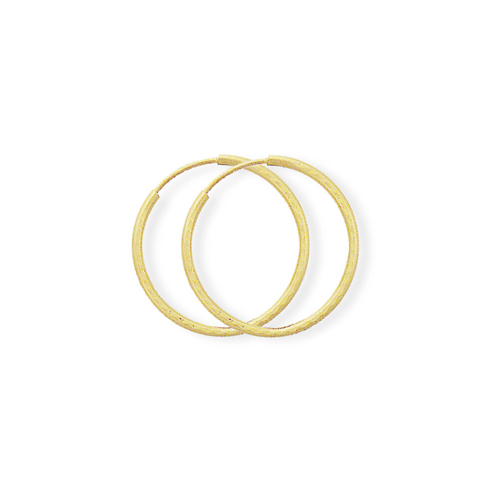 Jewelco London Ladies 9ct Yellow Gold 0.75mm Diamond-cut Sleeper Hoop Earrings - 22mm - SENR02931