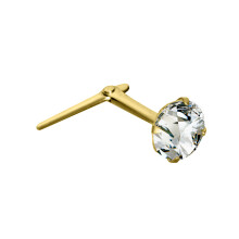 Jewelco London Ladies 9ct Yellow Gold White Round Crystal Solitaire Claw Set Andralok Hinged Nose Stud 3mm - JNS065