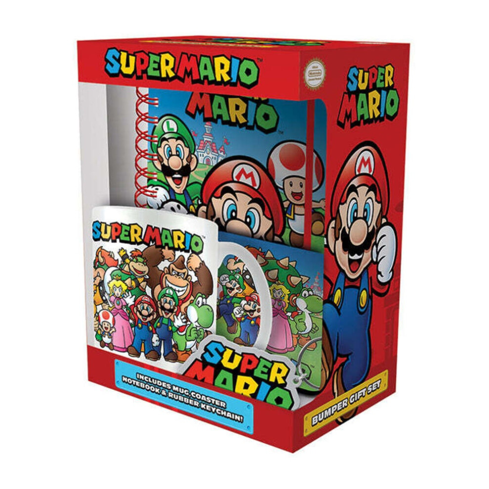 Super Mario Evergreen Mug Coaster And Keychain Set