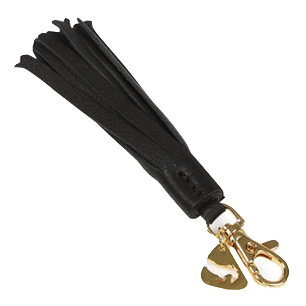 (One Size, Black) Aubrion Tassel Trim Leather Keyring