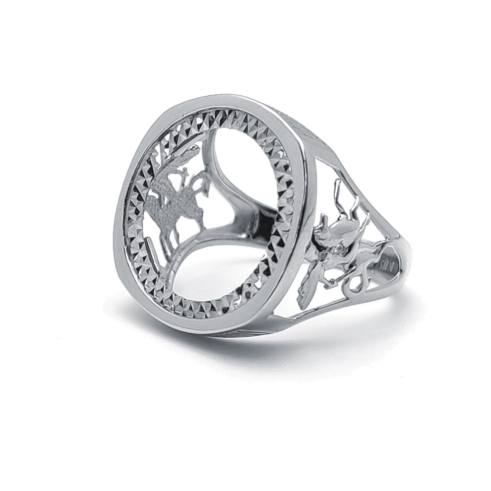(Y) Jewelco London Men's Solid 925 Silver St George Dragon Slayer Half Sovereign Mount Ring