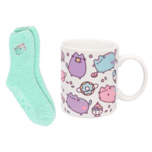Pusheen Women's Mug & Sock Set - Ceramic 312ml, Officially Licensed, Cats, Donut & Ice Cream Design