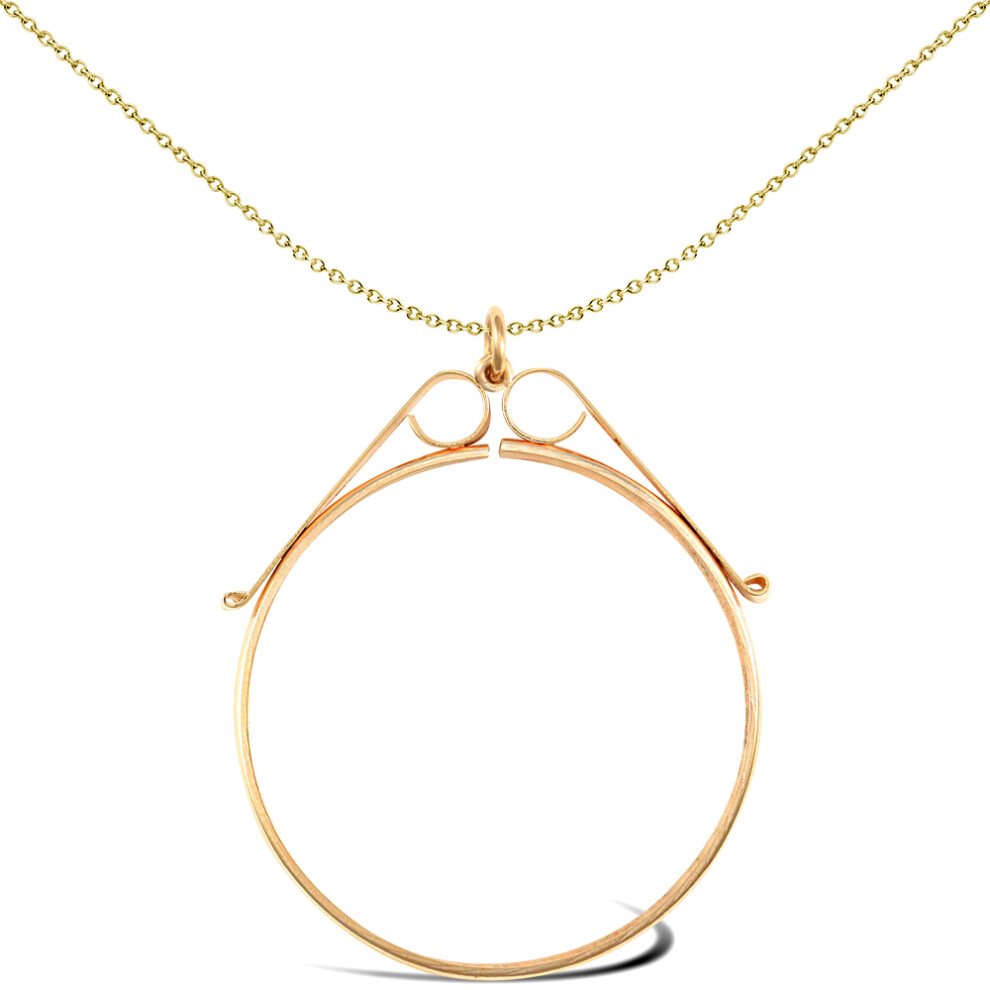 Jewelco London 9ct Yellow Gold Scroll Top Lightweight Coin Mount Pendant for 1 Troy Ounce Full Britannia Krugerrand - JSP024