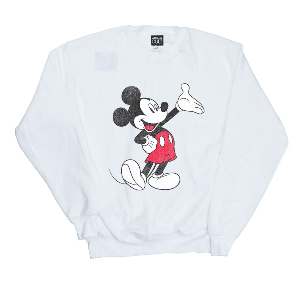 (XL, White) Mickey Mouse Womens/Ladies Traditional Wave Sweatshirt