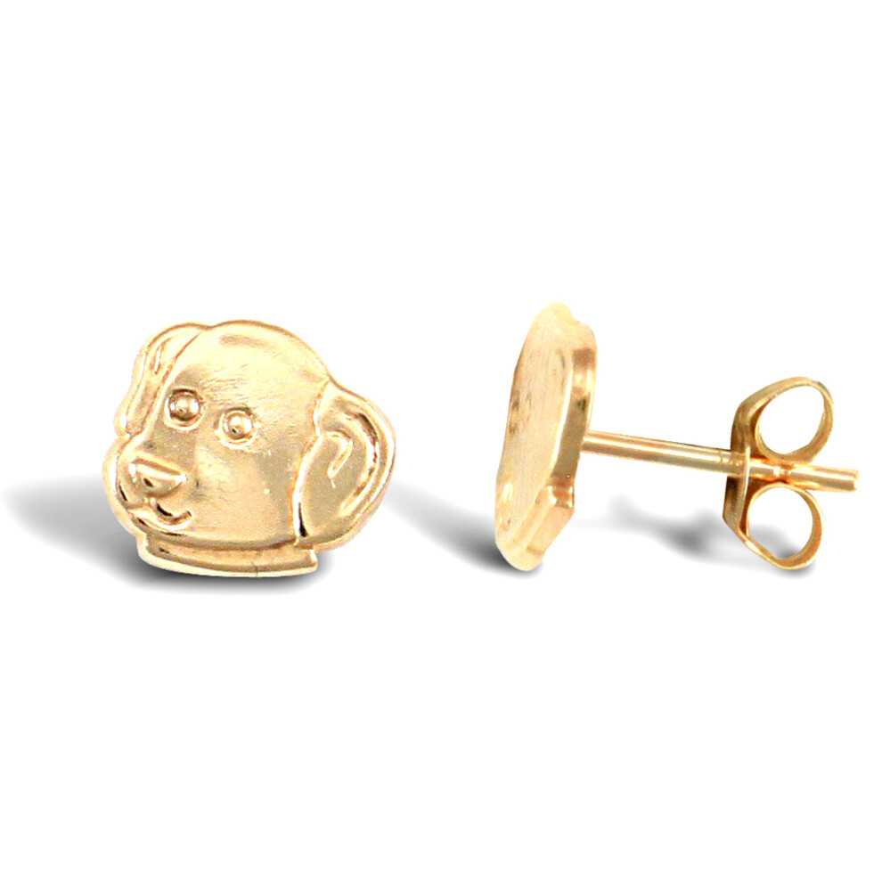 9ct Gold  Dog Head Stud Earrings - JES248