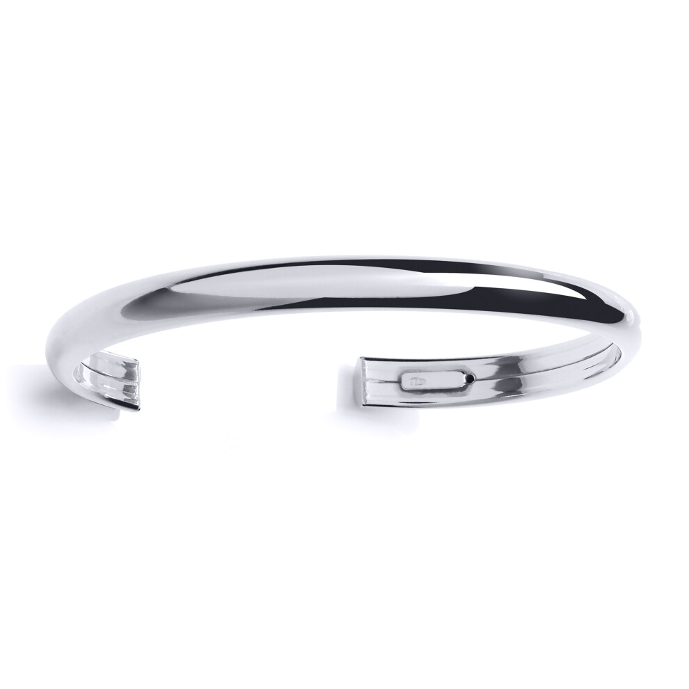 Jewelco London Ladies Sterling Silver Dome Torque Cuff Bangle Bracelet 5mm - GVG176RH