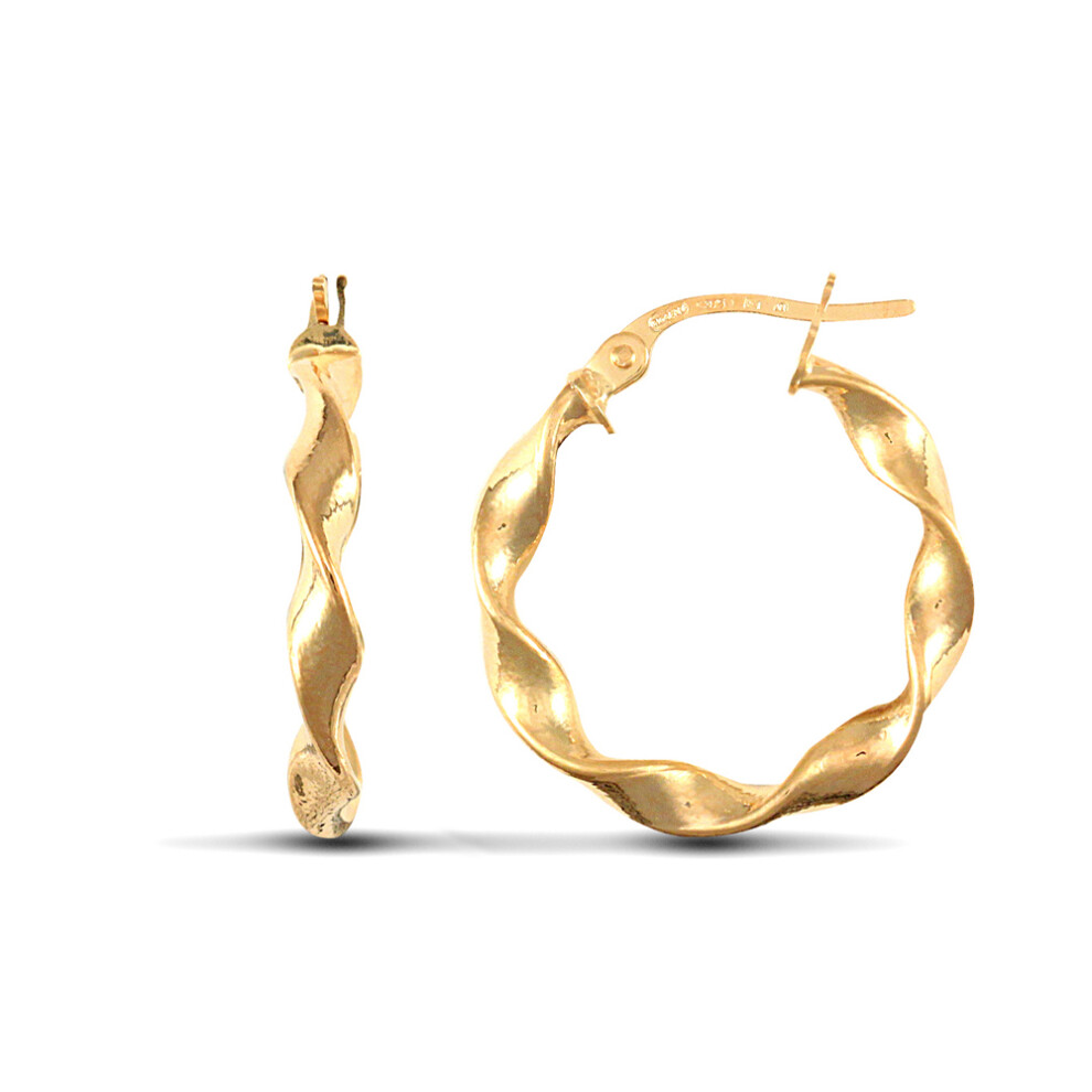 Jewelco London Ladies 9ct Yellow Gold Candy Twist 3mm Hoop Earrings 20mm - JER606B