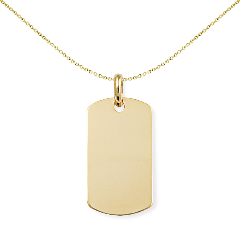 Jewelco London Mens 9ct Yellow Gold Rectangular Dog Tag Charm Pendant - 15x30mm - FANR02243