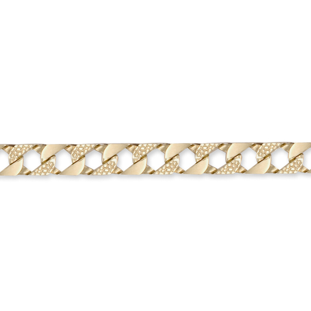 Jewelco London Men's Solid 9ct Yellow Gold London Lizard Curb 9mm Gauge Hand Assembled Cast Chain Bracelet, 8.5 inch - JBB216-8.5