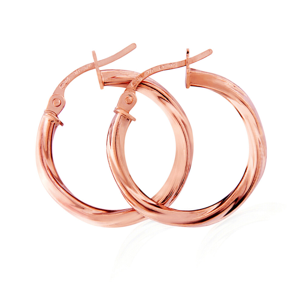 9ct Rose Gold  Twist Hoop Earrings - ERNR02892