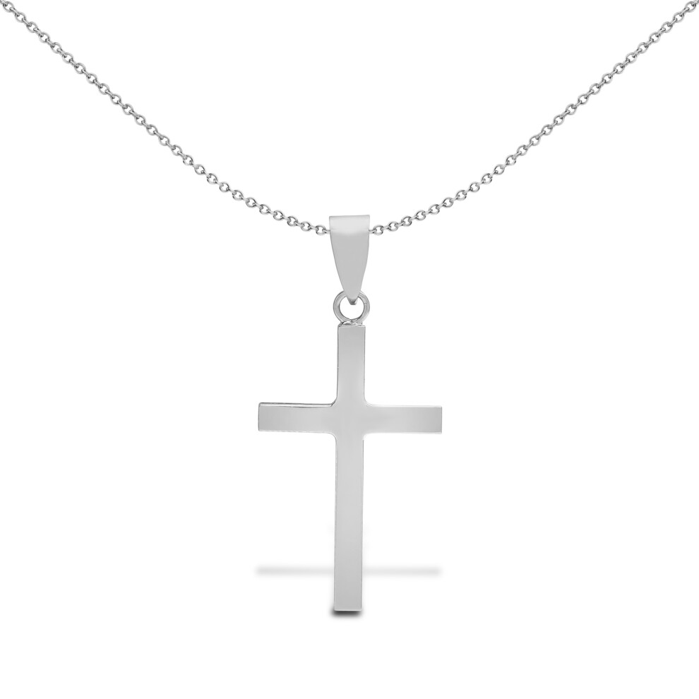 Solid 9ct White Gold  Plain Cross Pendant - JPX111