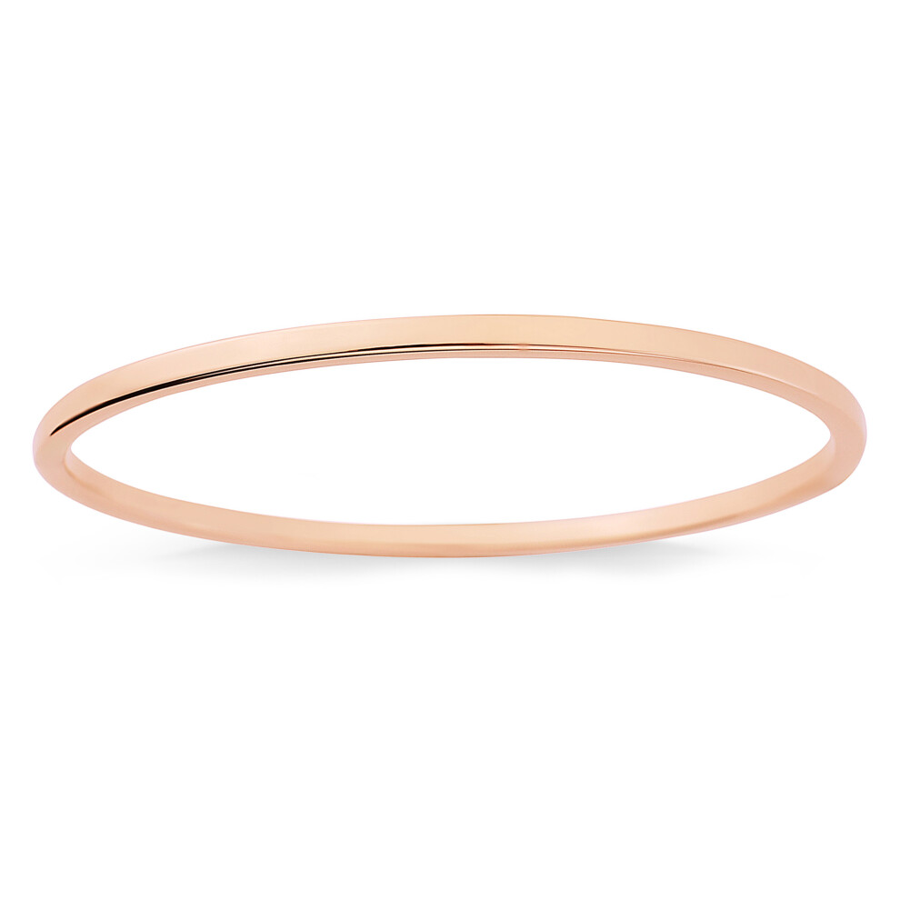 Jewelco London Ladies 9ct Pink Rose Gold 2.5mm Square Tube Oval Bangle Bracelet - BNNR02388