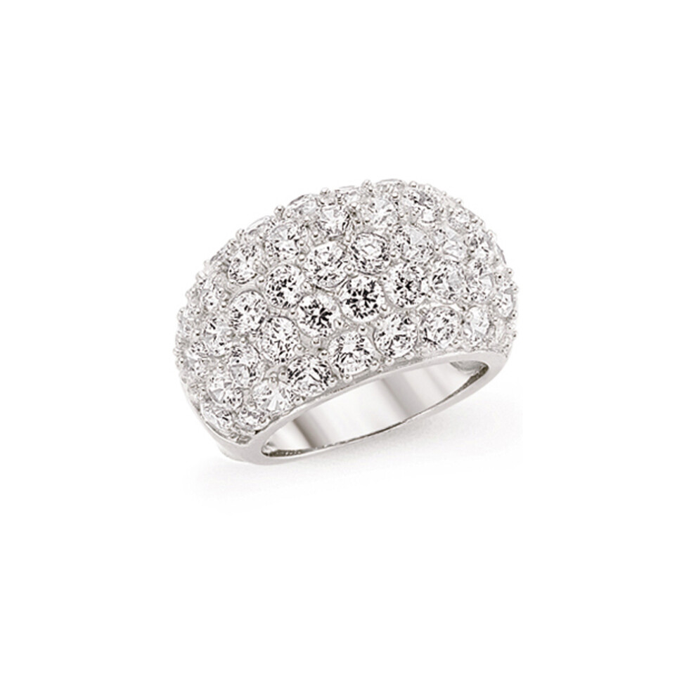 (N) Jewelco London Ladies Rhodium Plated Sterling Silver Cubic Zirconia Pave Bombay Eternity Ring