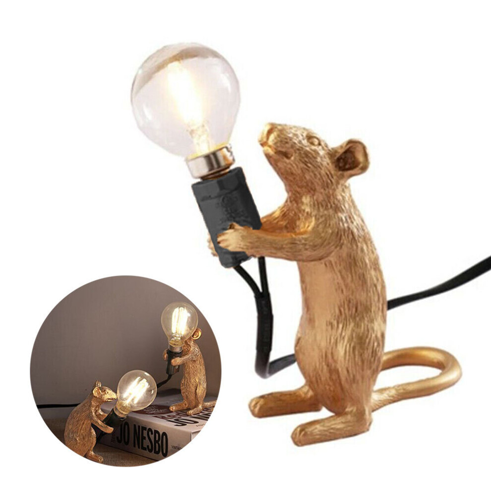 Mouse Table Lamp Resin Decor Rat Desk Room Home Office Bedside Light