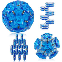Blue Magnetic Fidget Sphere Kit - 12 ABS Pentagonal Magnet Blocks for Stress Relief, Creativity & Dexterity