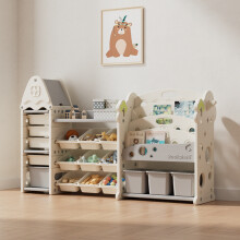 Kids Large Plastic Toy Storage Organizer and Bookshelf Combination
