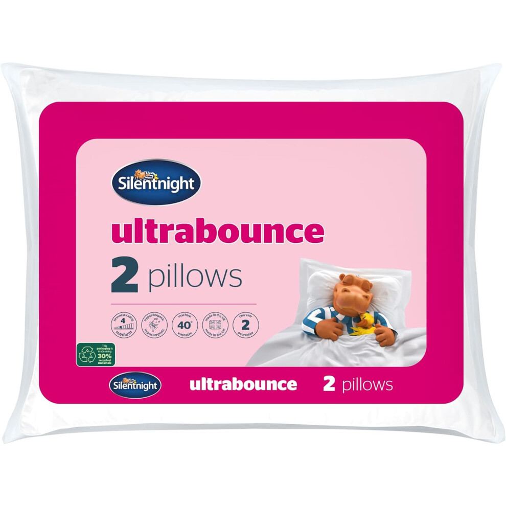 Silentnight Ultrabounce Pillows 2 Pack Soft Medium Support Comfortable