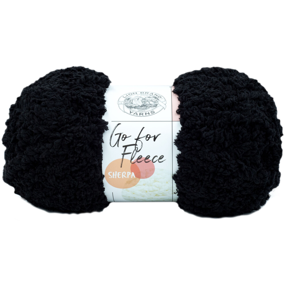Lion Brand Yarn Go For Fleece Sherpa - Hilo Jumbo Para Tejer, Hacer Crochet Y Manualidades (1 Paquete, Negro)-image