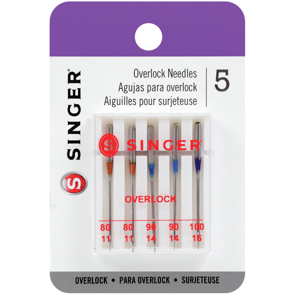 Singer Universal Regular Point Overlock Machine Needles-Sizes 11/80 (2), 14/90 (2) & 16/100 (1) 04803
