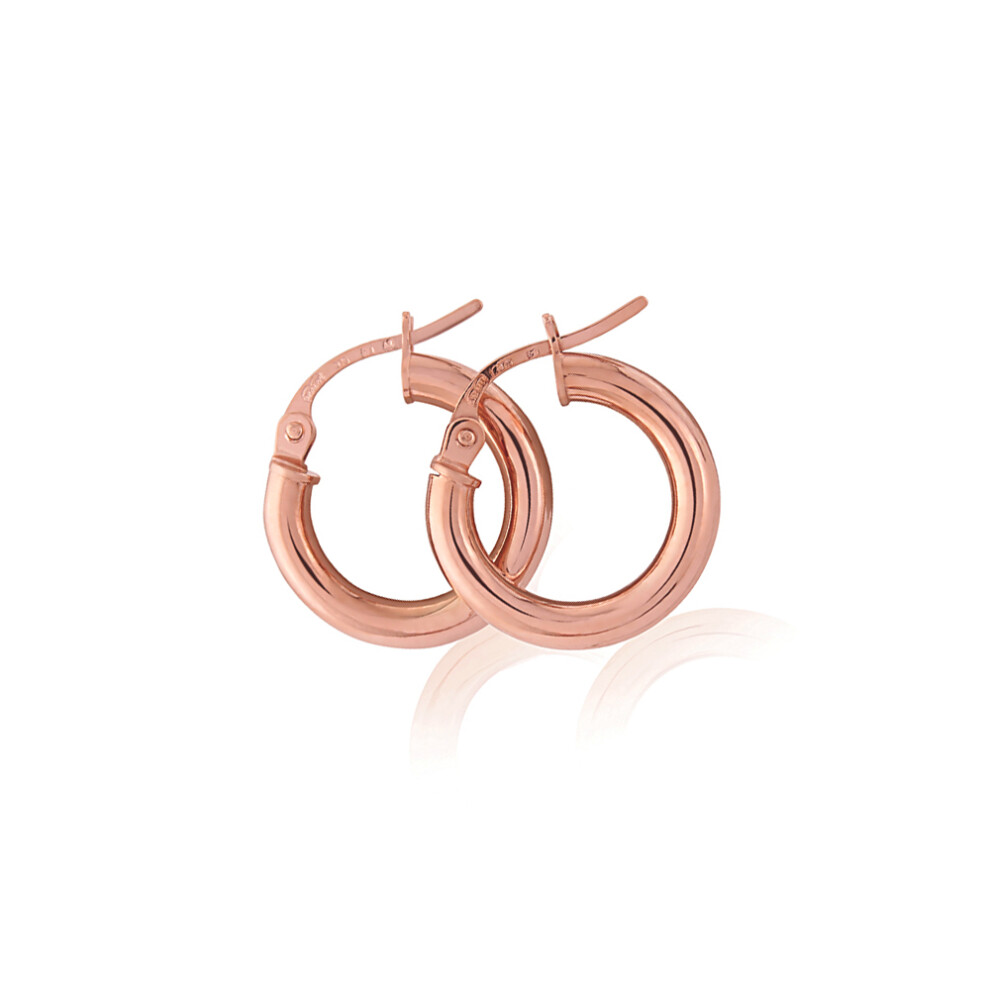 9ct Pink Rose Gold  2.5mm Gauge Plain Hoop Earrings - 15mm - ERNR02819