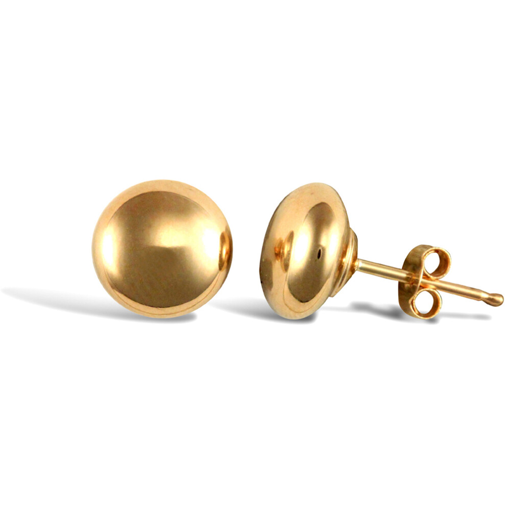 Jewelco London Ladies 9ct Yellow Gold Button Pebble Stud Earrings, 7mm - JES309