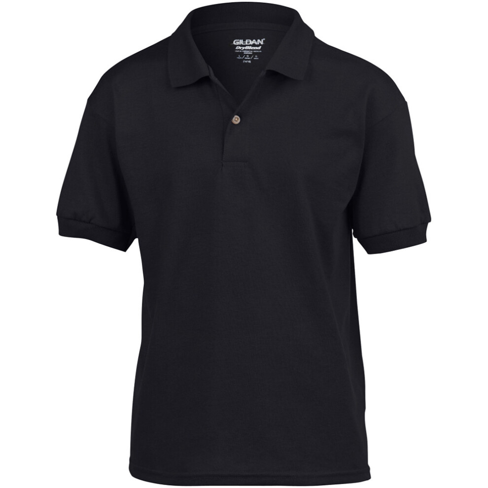 (XL, Black) Gildan DryBlend Childrens Unisex Jersey Polo Shirt