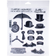 Tim Holtz Cling Stamps 7"X8.5"-Distinguished CMS-371