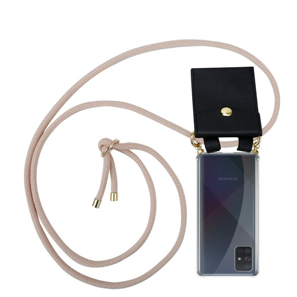 (PERLIG ROSÃGOLD, Samsung Galaxy A51) Cadorabo Lanyard Gold Necklace Case for Samsung Galaxy A51 4G / M40s TPU Silicone Cover Back Case-image-OPC-P8S2PSX-NEW