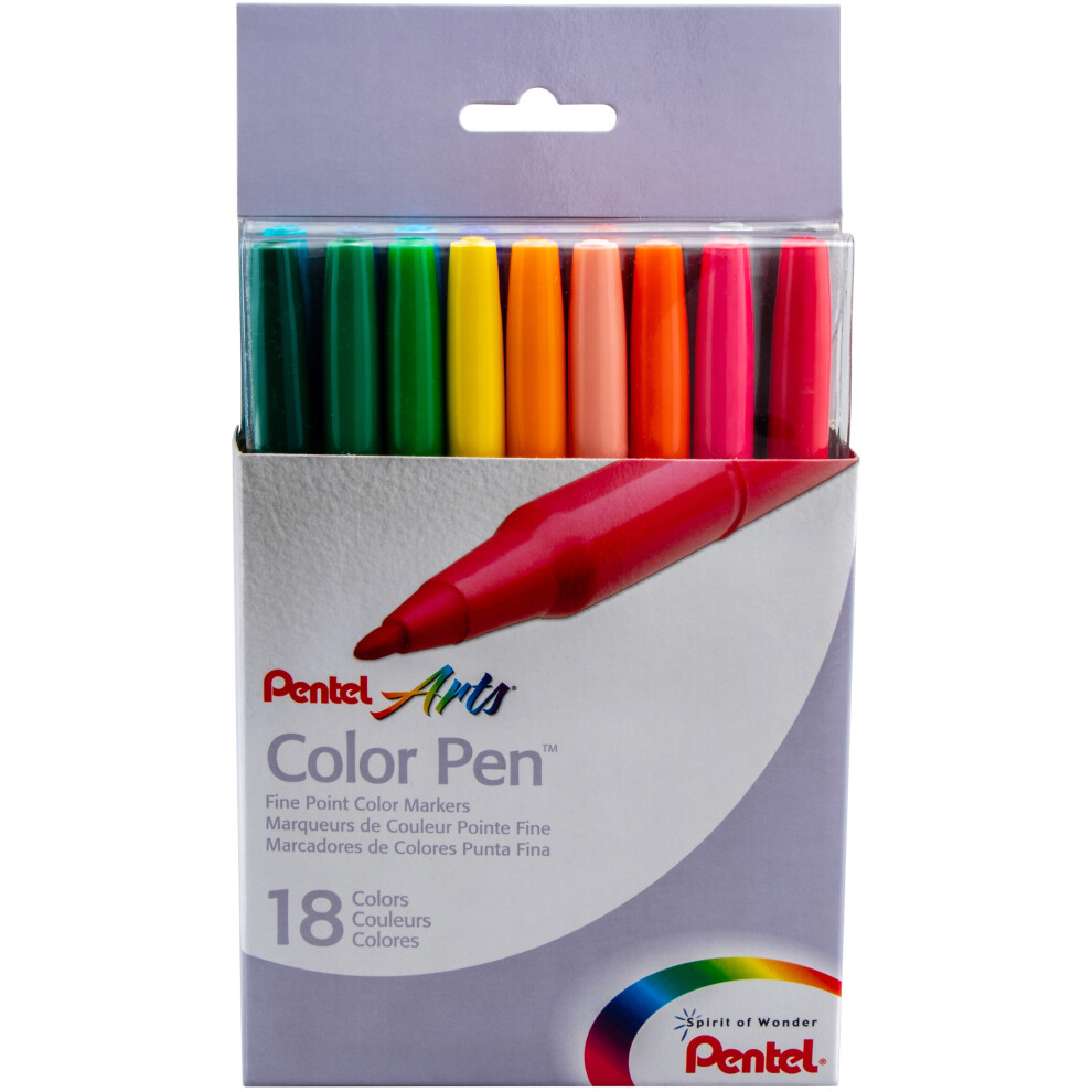 Pentel Arts Color Pen Fine Point Color Markers 18/PkgS360-18