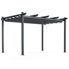 Aluminium Grill Pergola Shelter Grape Trellis W/ Retractable Canopy Cover