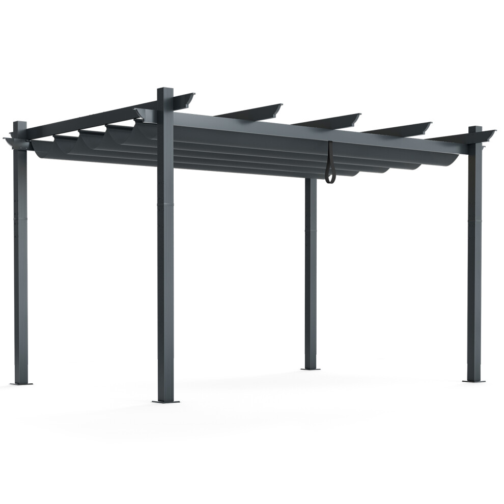 Costway Aluminium Grill Pergola Shelter Grape Trellis W/ Retractable Canopy Cover
