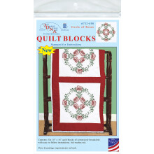 Jack Dempsey Stamped White Quilt Blocks 18"X18" 6/Pkg-Circle Of Roses 732 698